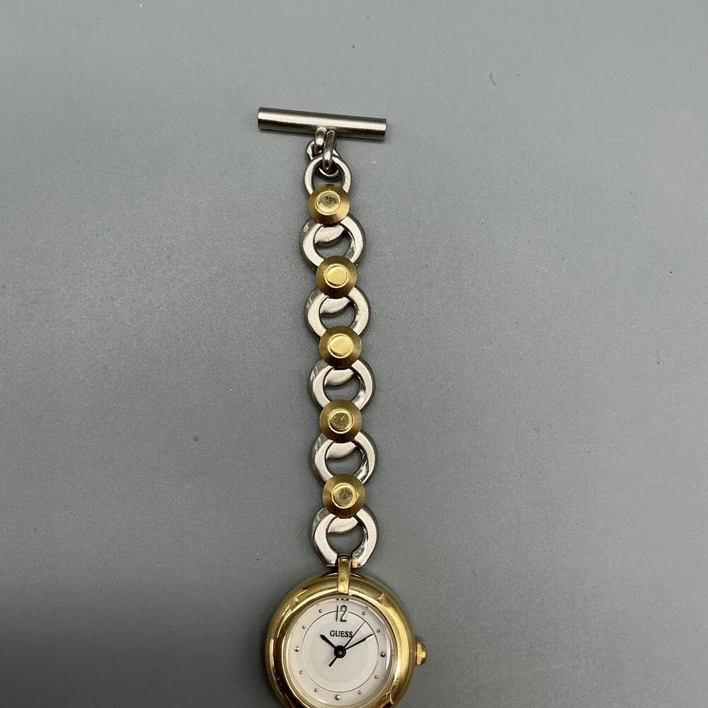Guess Womens Watch Cream Dial Two Tone Stainless Bracelet New Battery 7
